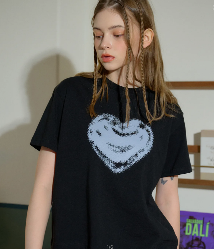 CPGN STUDIO / Rough Heart Cropped Short T-shirt / Black /  JUL25