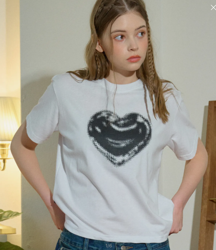 CPGN STUDIO / Rough Heart  Cropped Short T-shirt / White /   JUL25