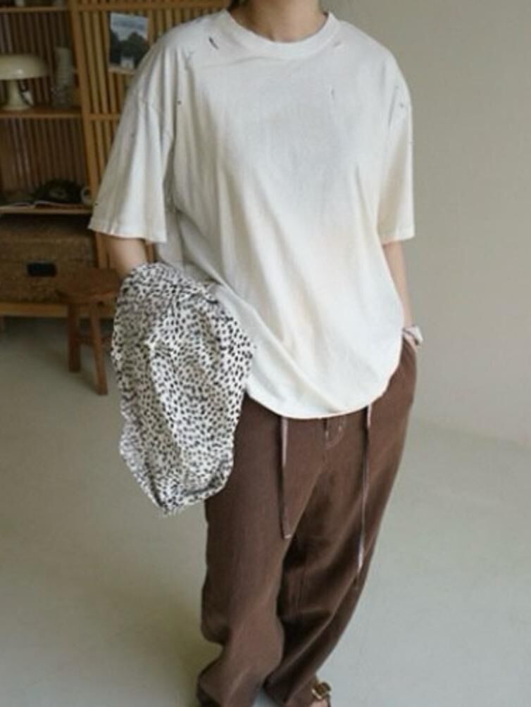 仿污破洞淨色短袖Tee 12GAUGE-045T