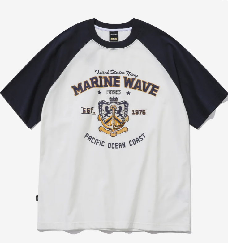CPGN STUDIO / Marine  wave reglan short T-shirt / navy /   JUL25