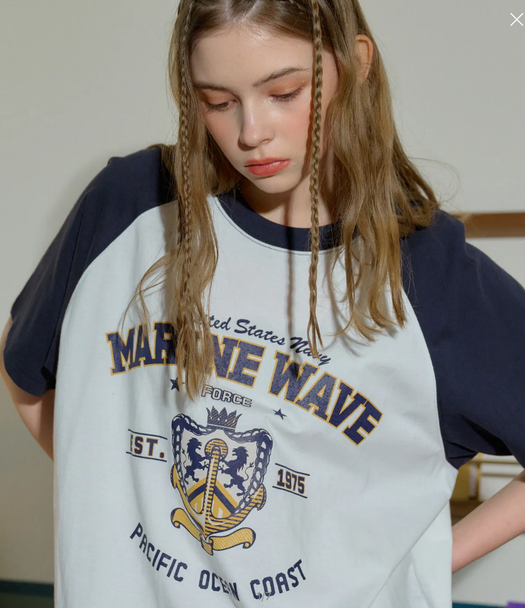 CPGN STUDIO / Marine  wave reglan short T-shirt / navy /   JUL25