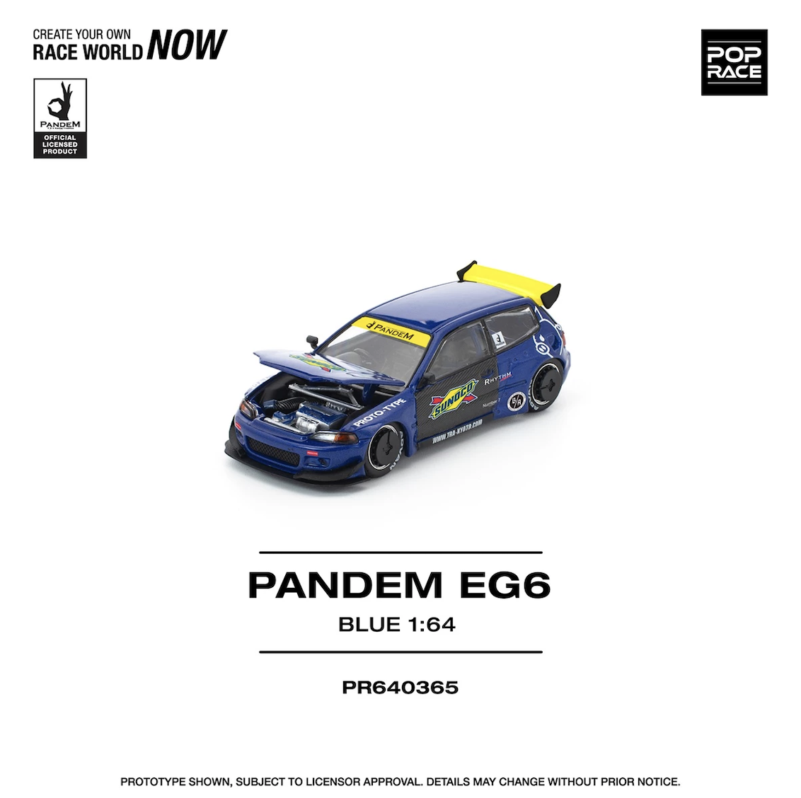 【預訂】Pop Race 1/64 Pandem Civic EG6 Blue/Black (PR640365)
