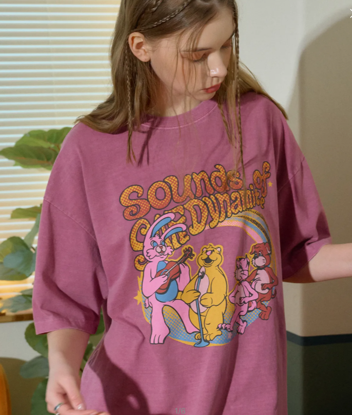 CPGN STUDIO / Hoppi Trio 三重奏圖案短袖 T恤 / 灰粉色 /  JUL25