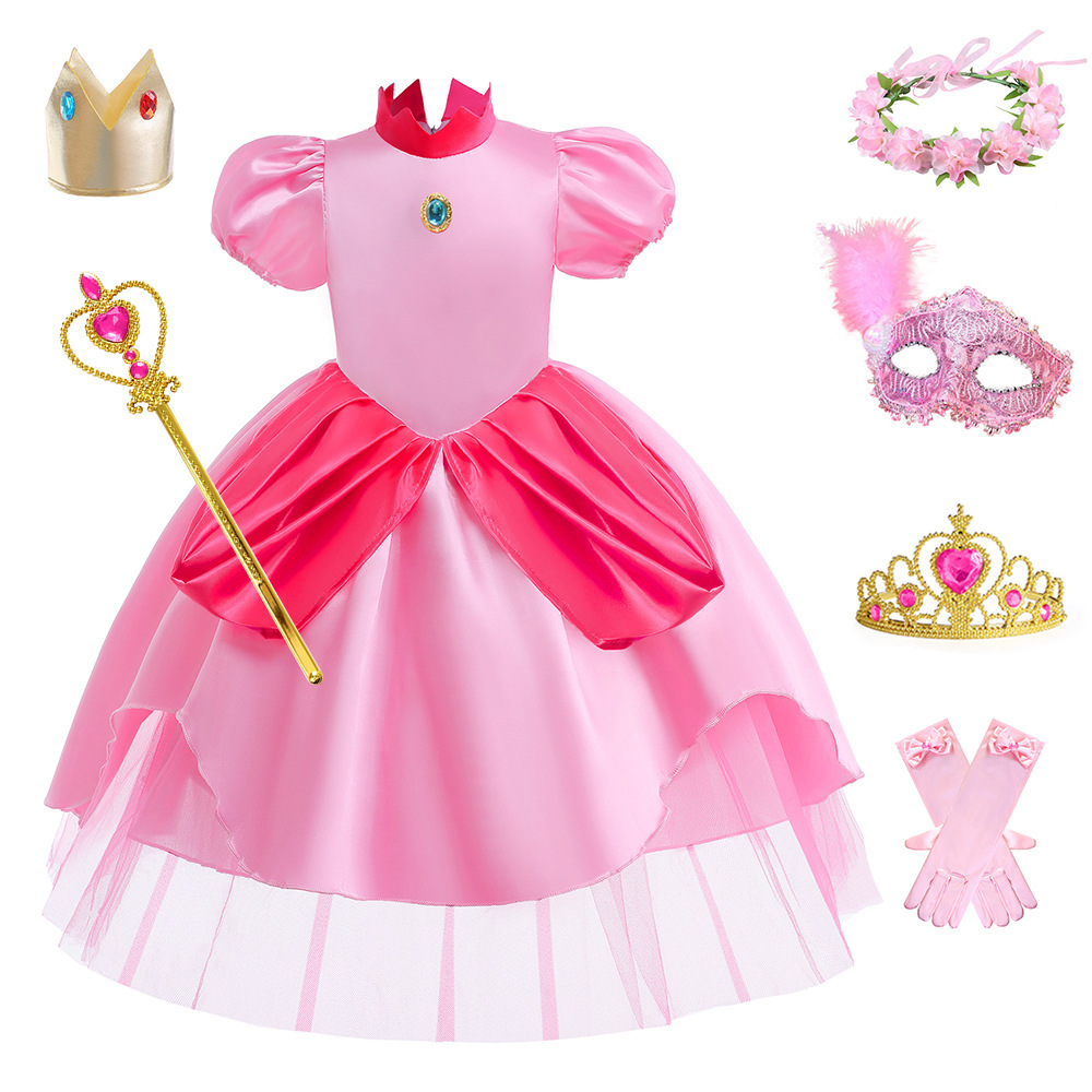 現貨 100.130cm 萬聖節 超級瑪利歐碧姬公主 短裙款 100-150cm #MB04*