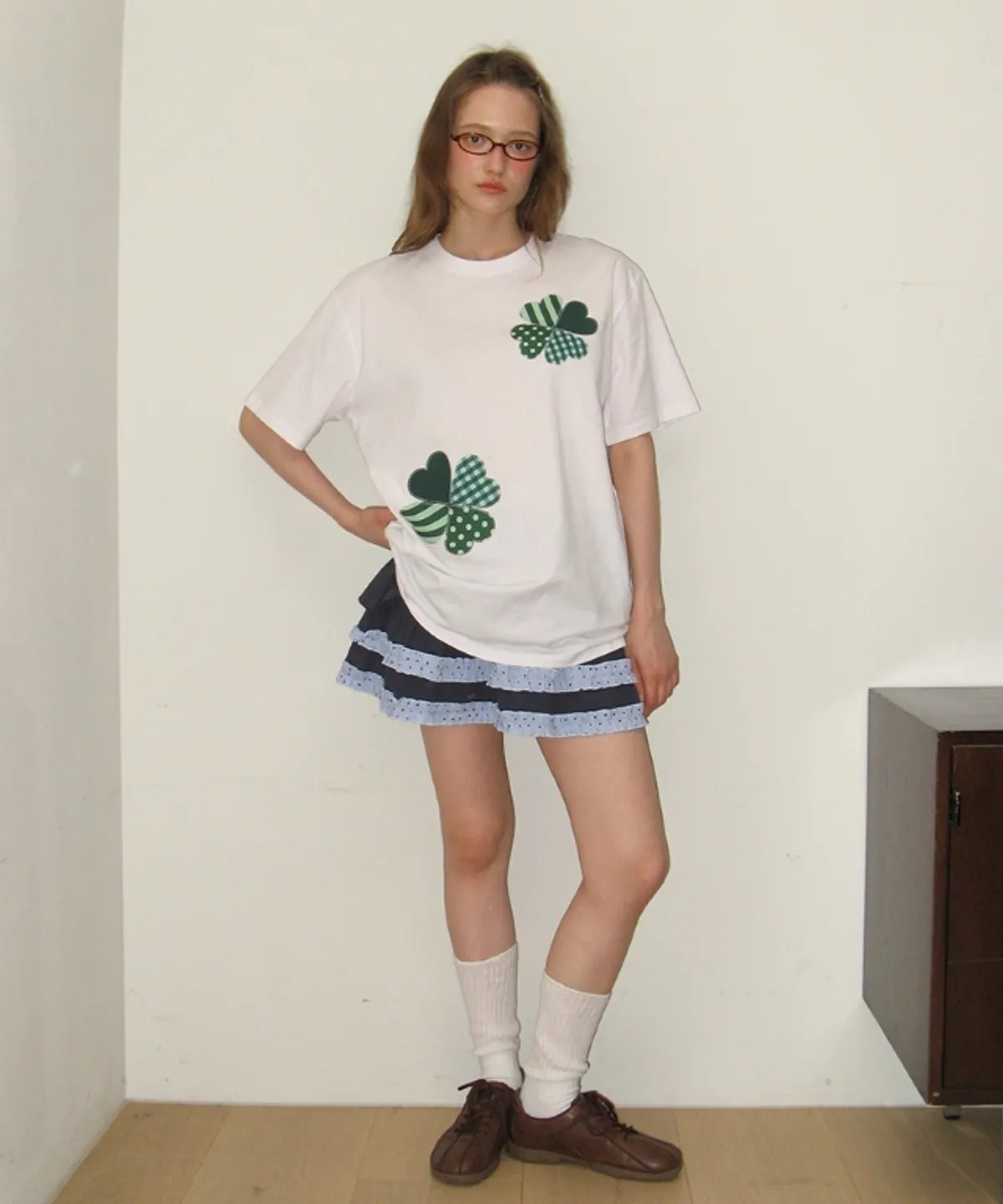 RONRON DOUBLE CLOVER PATCH T SHIRT