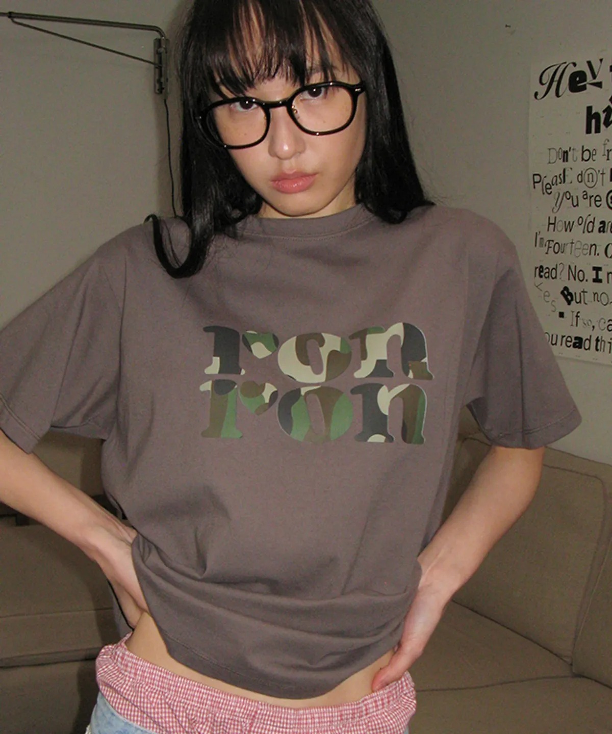 RONRON PATTERN LOGO BASIC FIT T SHIRT