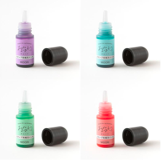 Yuru Log軟木浸透印章專用 補充墨水 4色｜日本MIDORI