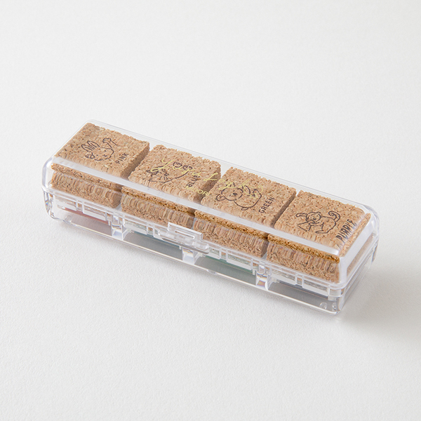 動物姿勢 Yuru Log 軟木浸透印章 4入｜日本MIDORI