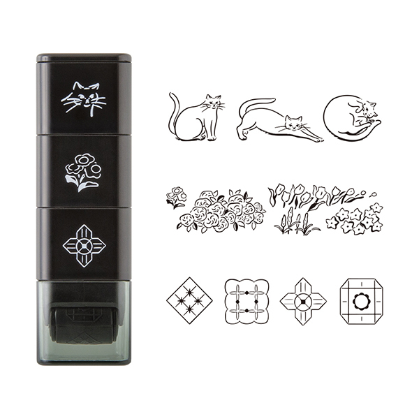 貓與鄉村 浸透滾輪印章 3入｜日本MIDORI