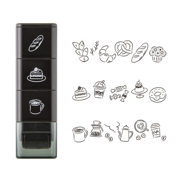 咖啡館 浸透滾輪印章 3入｜日本MIDORI