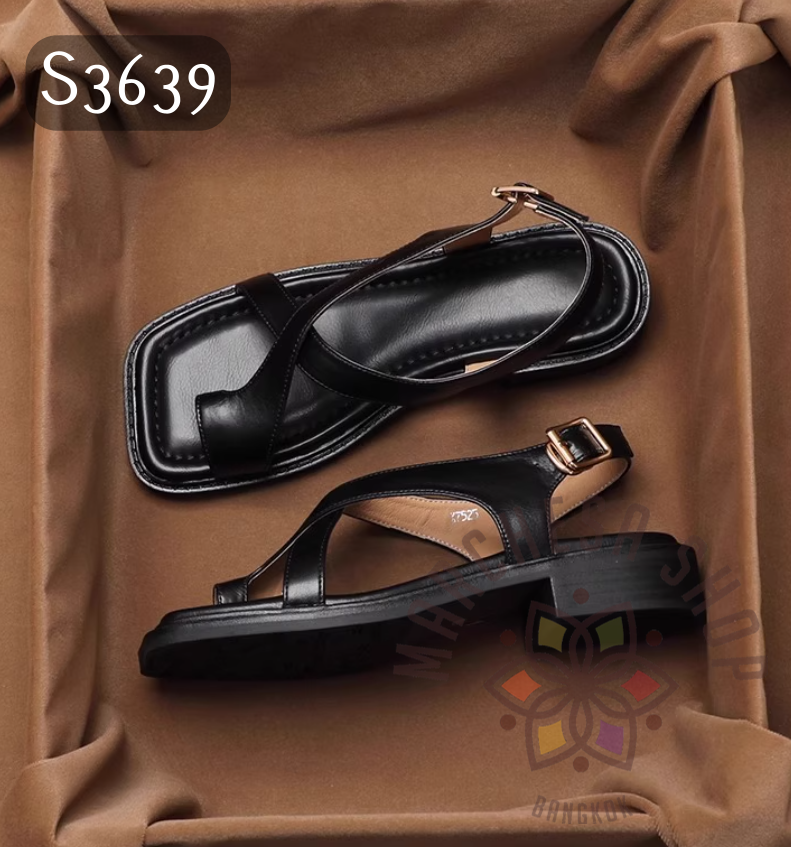 S3639 - 全真皮頭層羊仔皮套趾低踭涼鞋