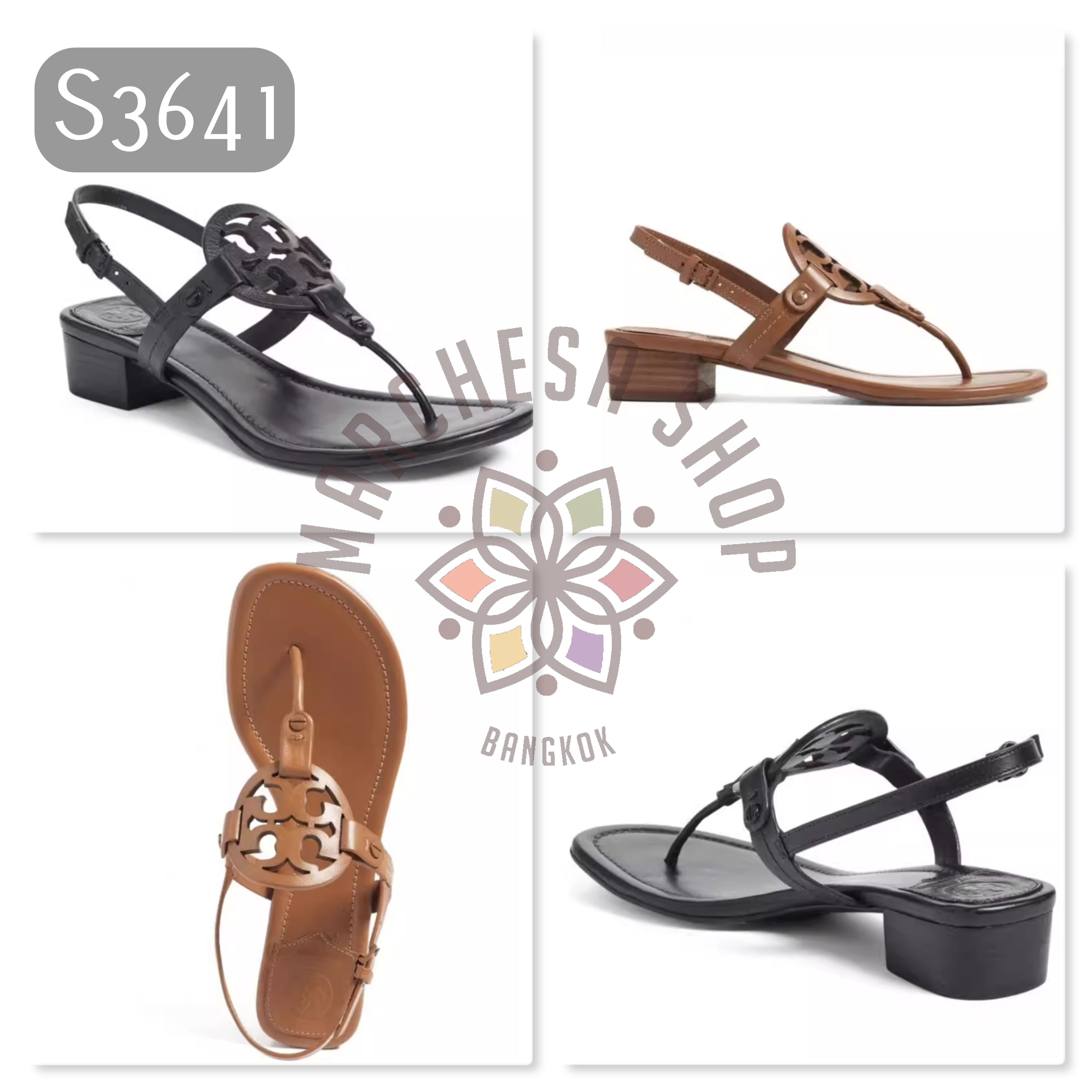 S3641 - 全真皮頭層羊仔皮圓皮扣人字低踭涼鞋