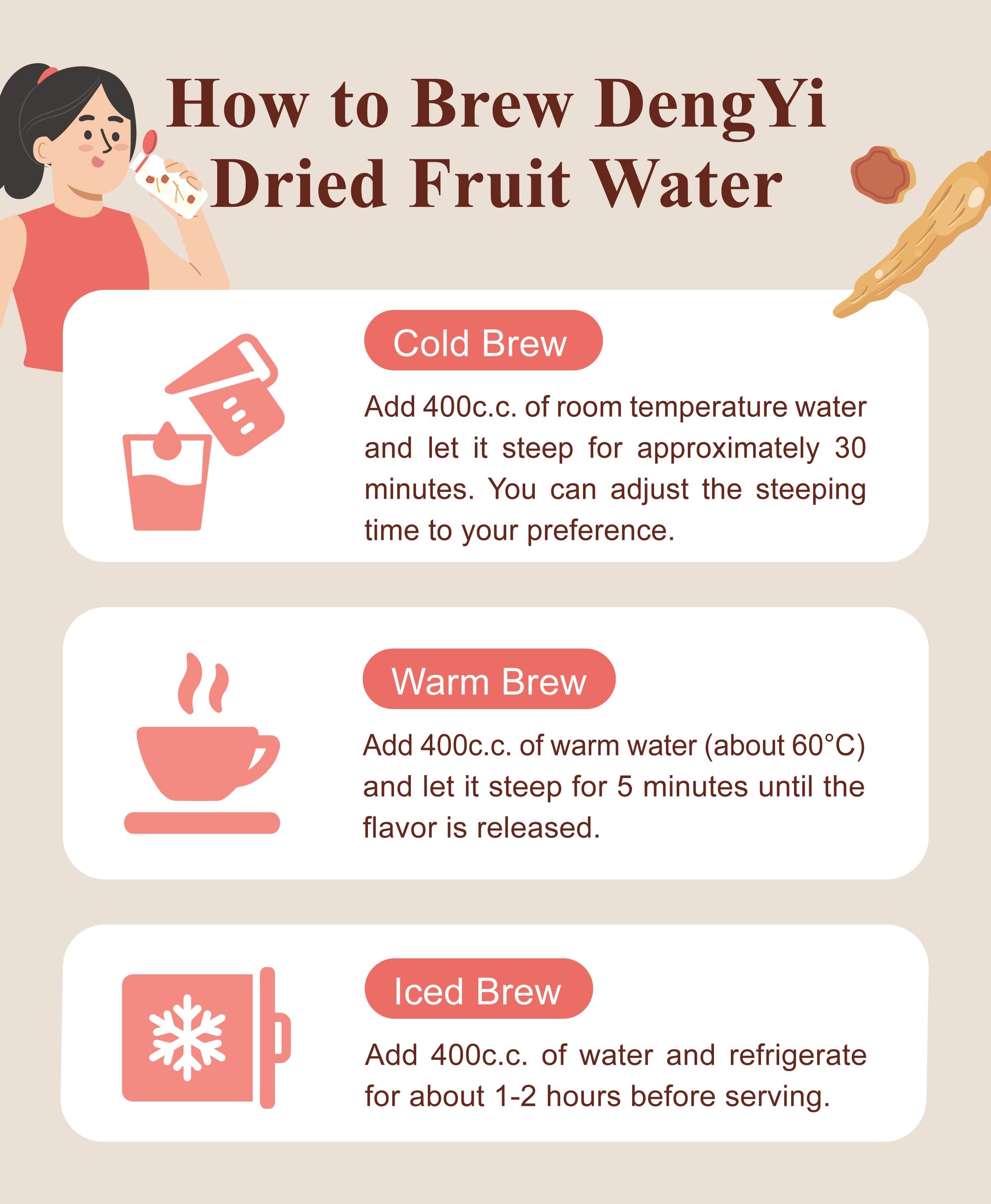 Dengyi Dried Fruit Water Brewing Instructions
