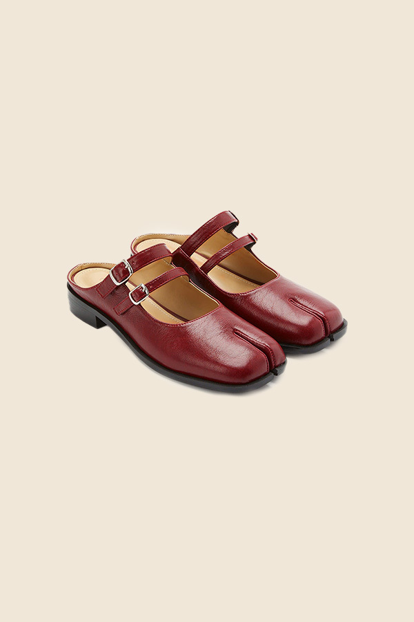 PAES - 分趾穆勒鞋（酒紅色）