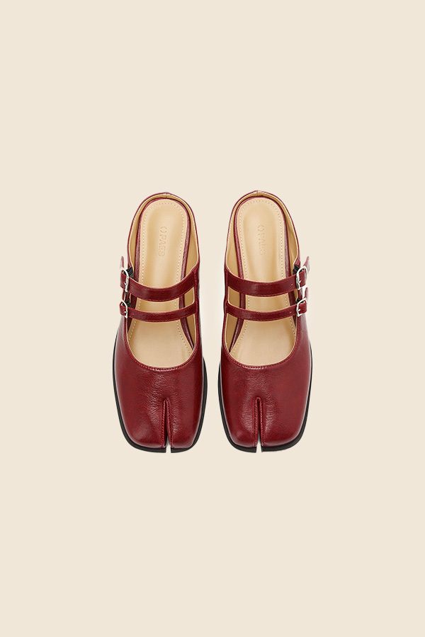 PAES - 分趾穆勒鞋（酒紅色）