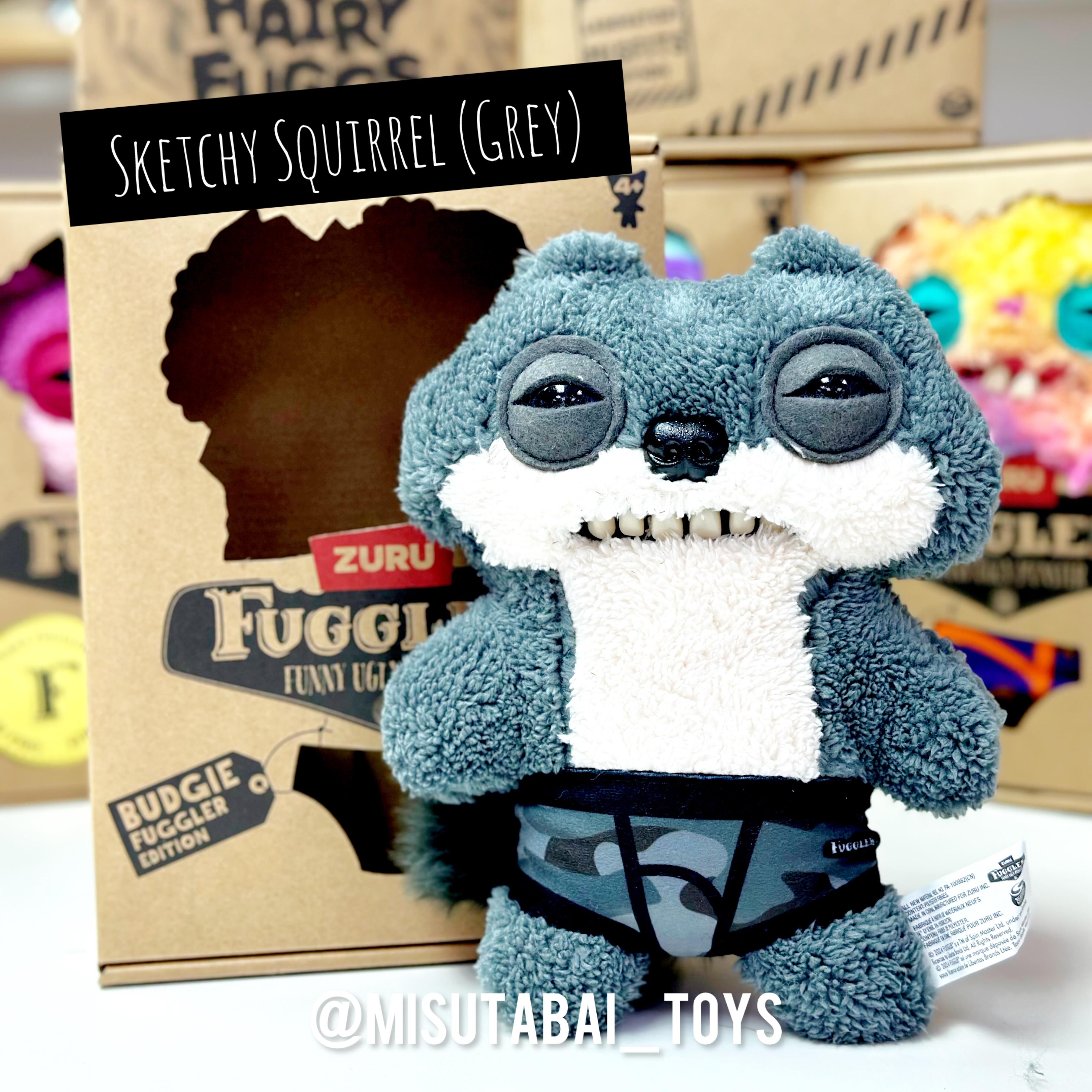 FG76236  FUGGLER BUDGIE- SKETCHY SQUIRREL (GREY)