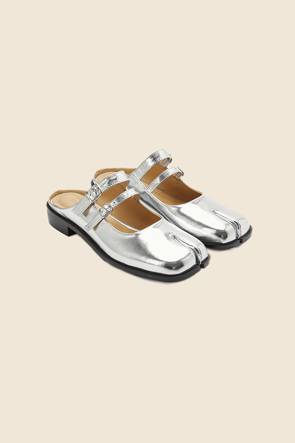 PAES - 分趾穆勒鞋（金屬銀）