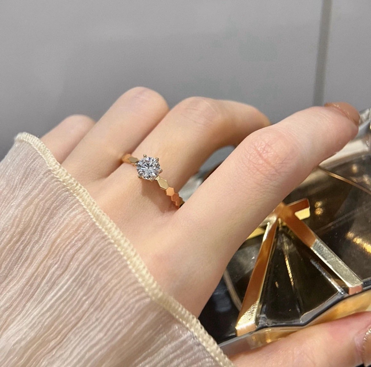 18k cm”be my love蜂巢50分無邊鑽”高奢定製鑽戒