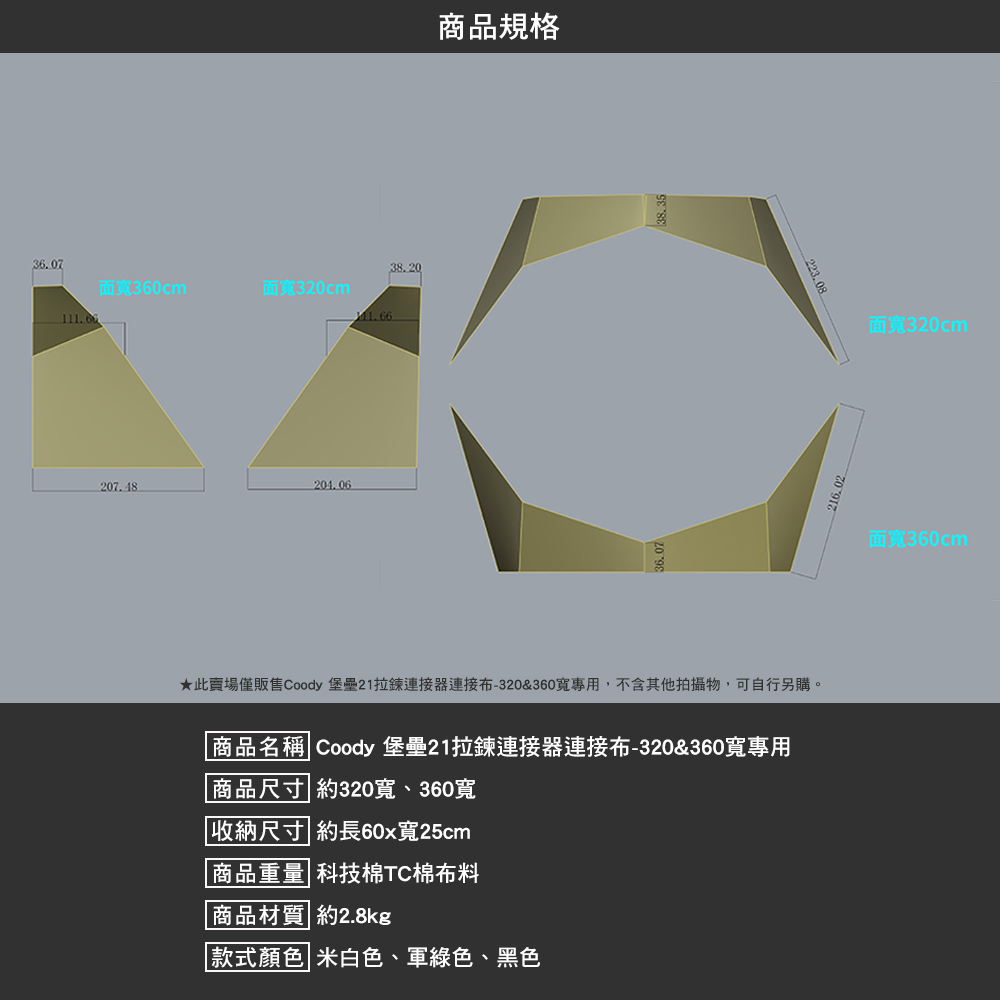 Coody 堡壘21拉鍊連接器連接布