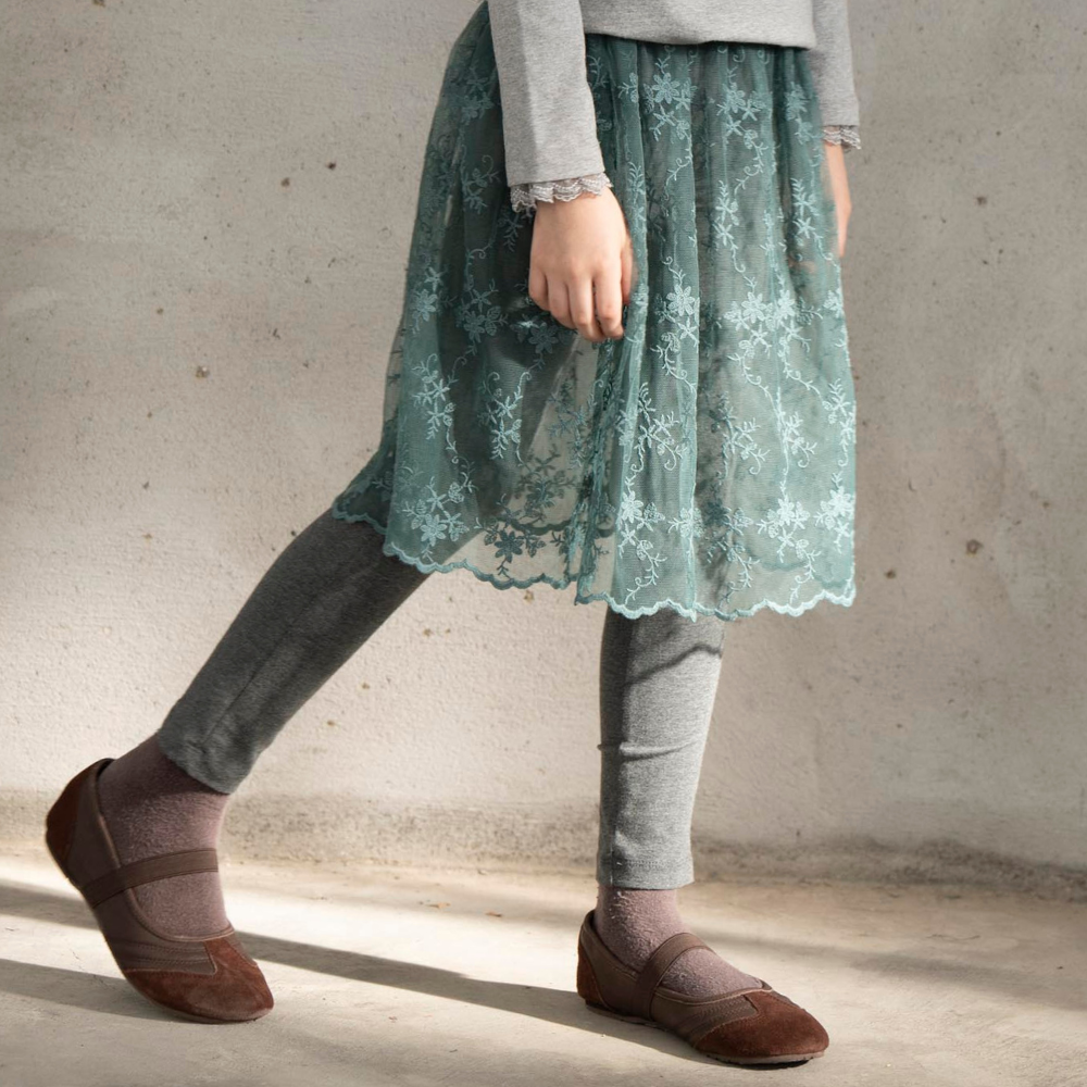 PIPPY 蕾絲網紗裙內搭長褲 綠