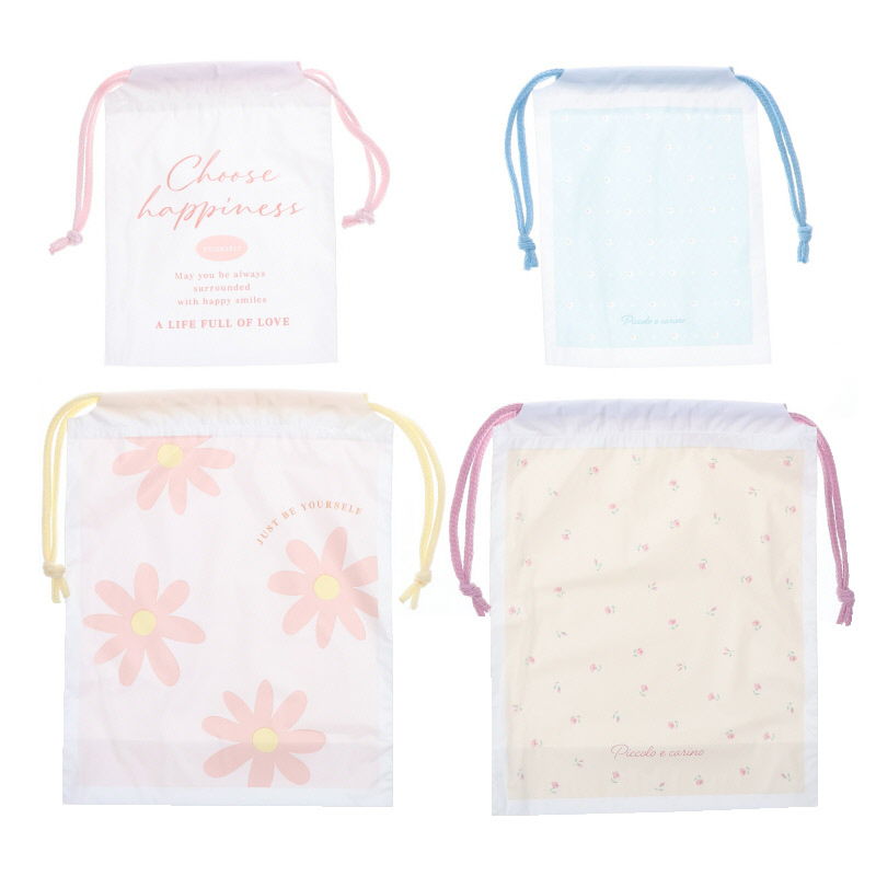 束口袋/霧面花卉 2入