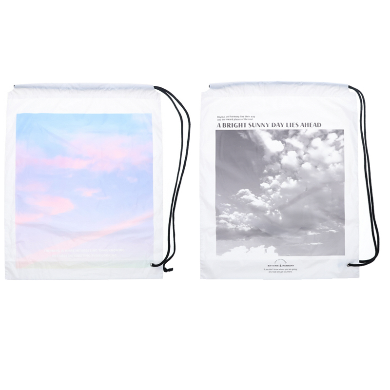 單肩背束口袋/霧面 天空藍 40×50×10cm