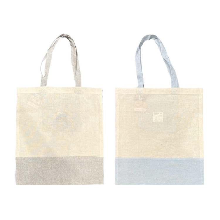 旅行用折疊式手提袋/混棉 灰、藍 35×38×0.5cm