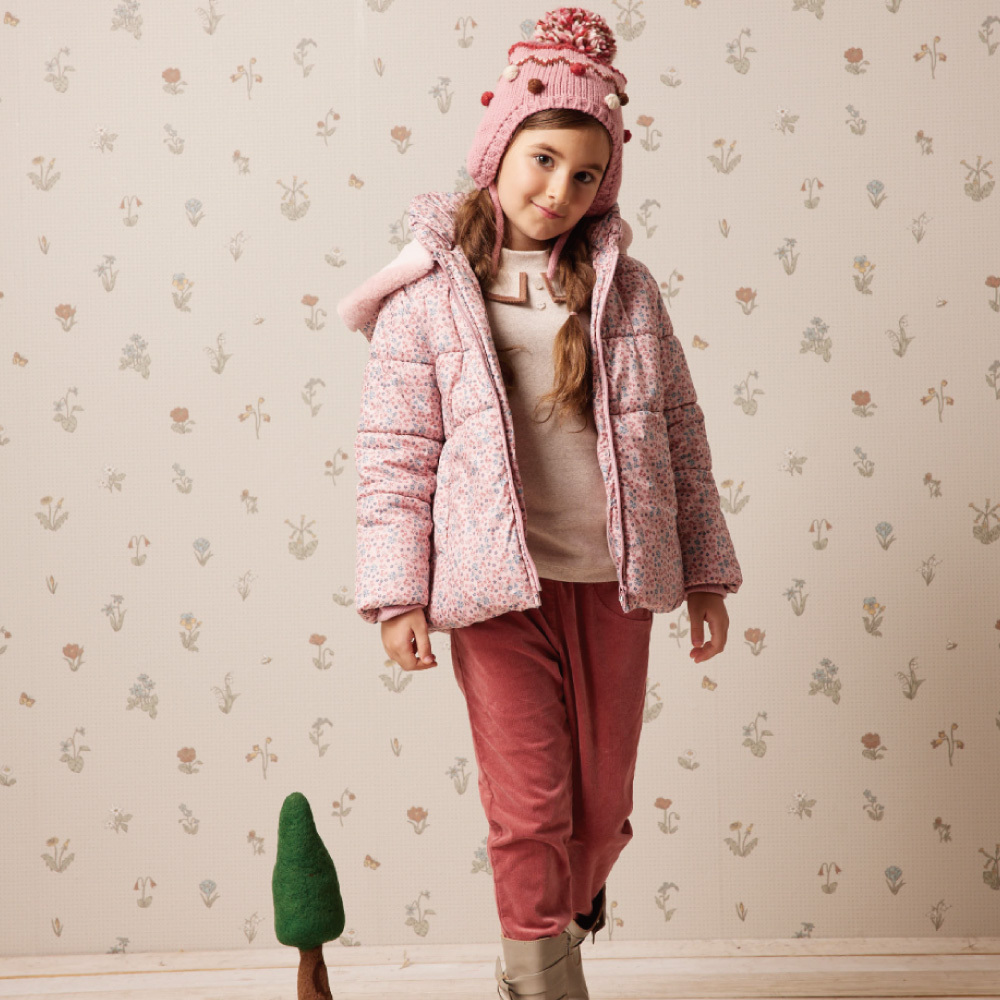 PIPPY滿版碎花保暖連帽鋪棉外套 粉