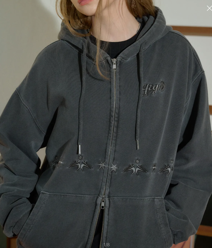 CPGN STUDIO / 2-way Peak star pigment Hooded Zip-up / smokeblack /  JUL25