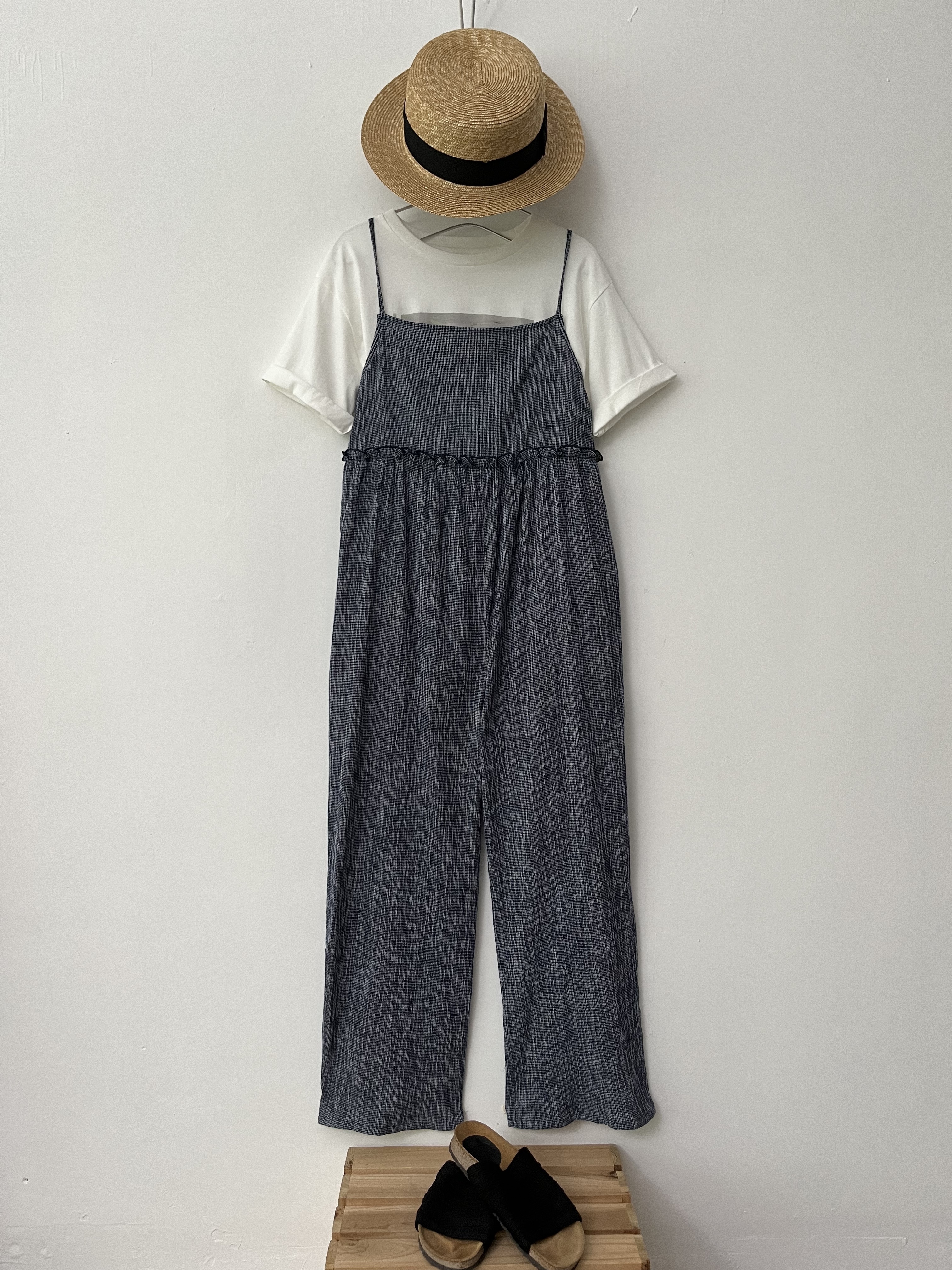 日本製bulle. de savon藍色吊帶褲