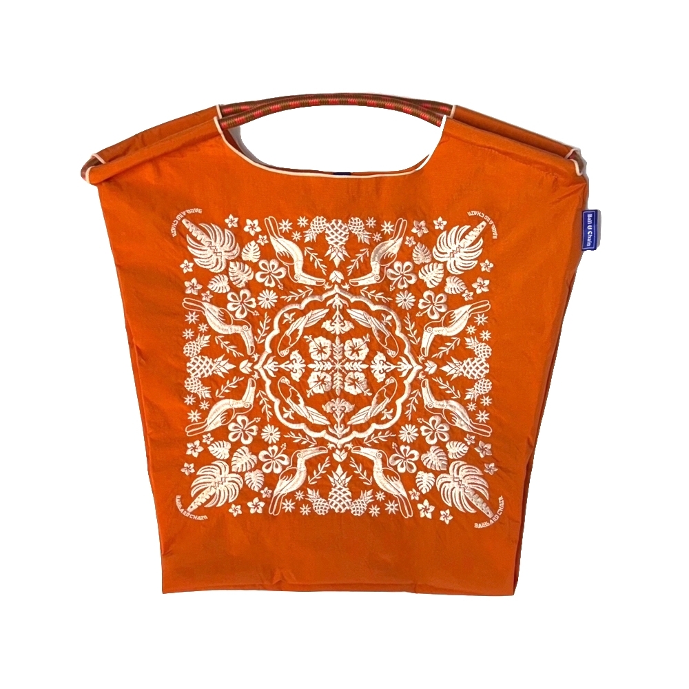 Ball＆Chain 刺繡環保購物袋 M號 - 橘 (30106207)