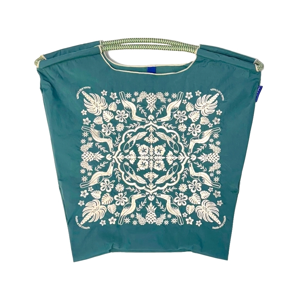 Ball＆Chain 刺繡環保購物袋 M號 - 綠 (30106233)