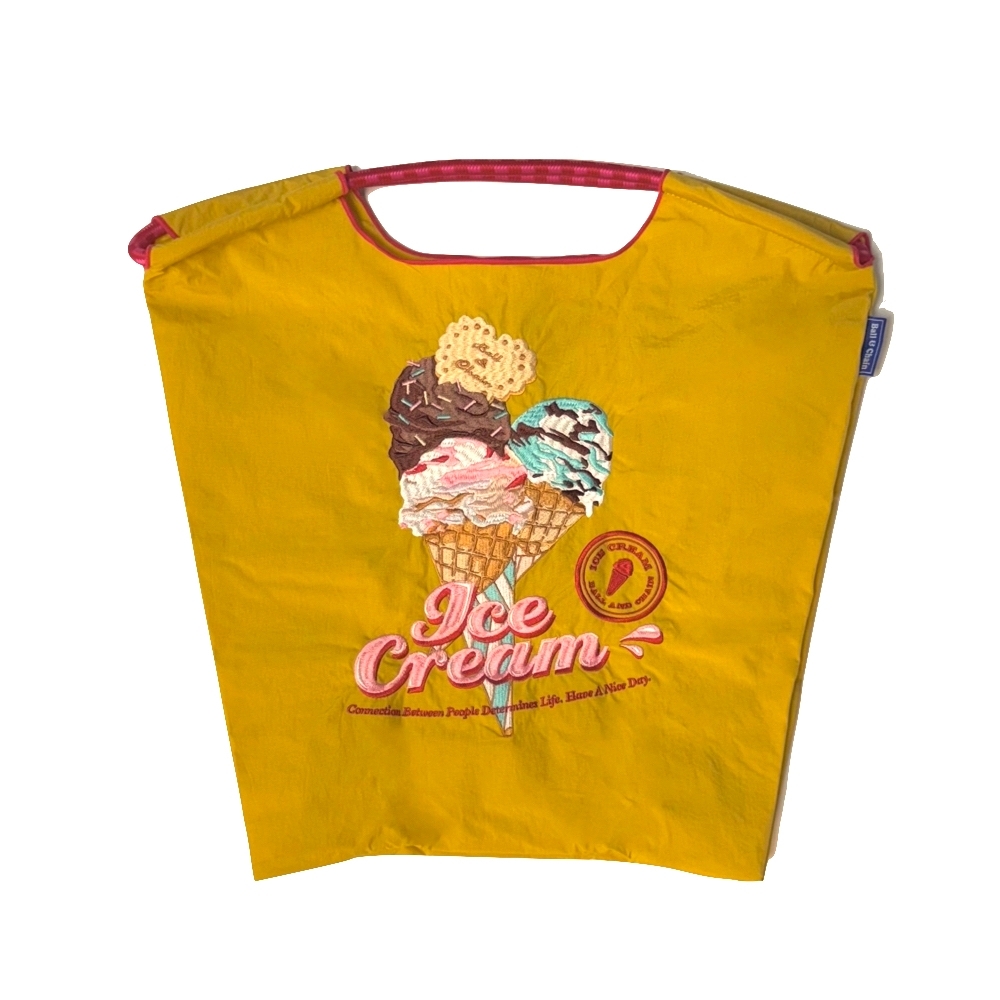 Ball＆Chain 刺繡環保購物袋 M號 - 黃 (30106310)