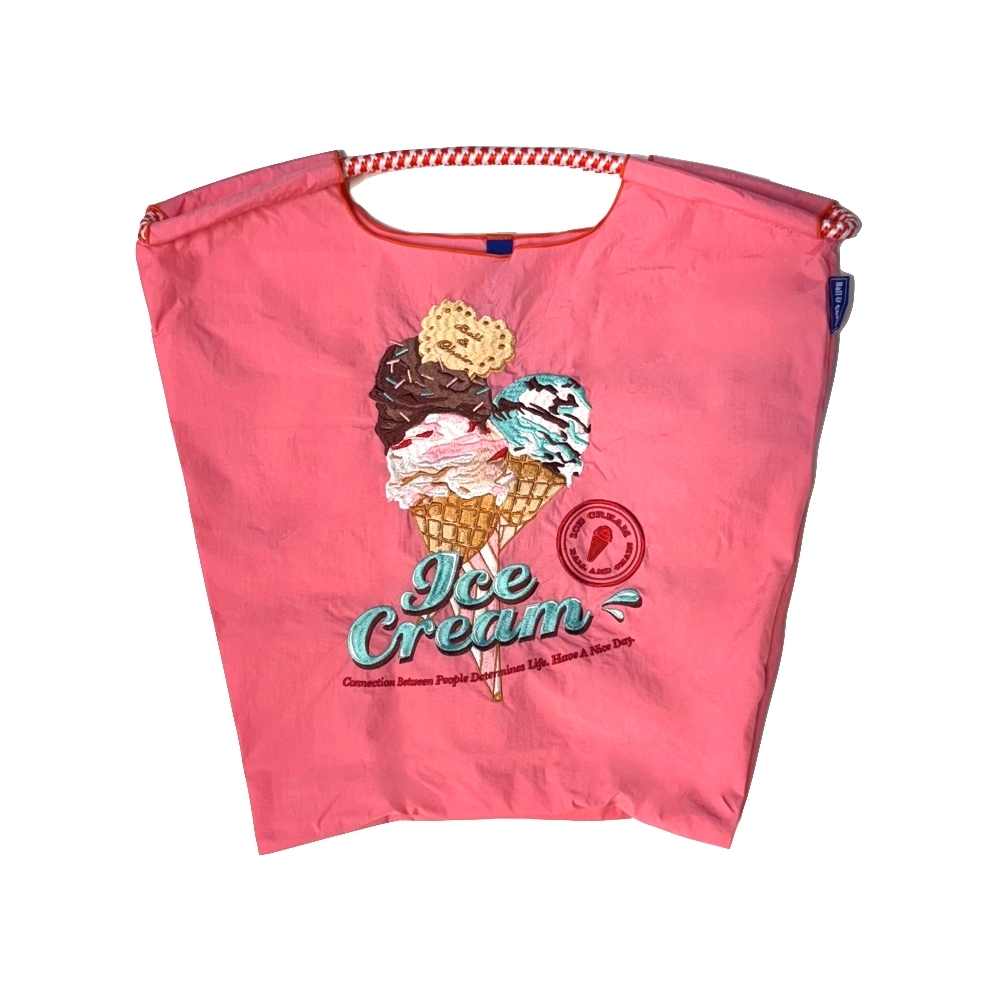 Ball＆Chain 刺繡環保購物袋 M號 - 粉 (30106335)