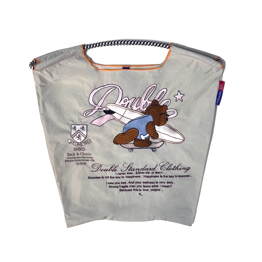 Ball＆Chain 刺繡環保購物袋 M號 - 淺灰 (040000625184)