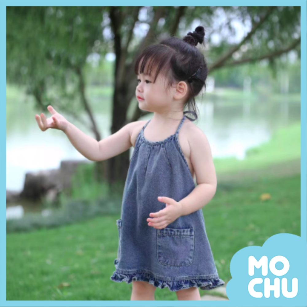 綁帶露背連身牛仔裙