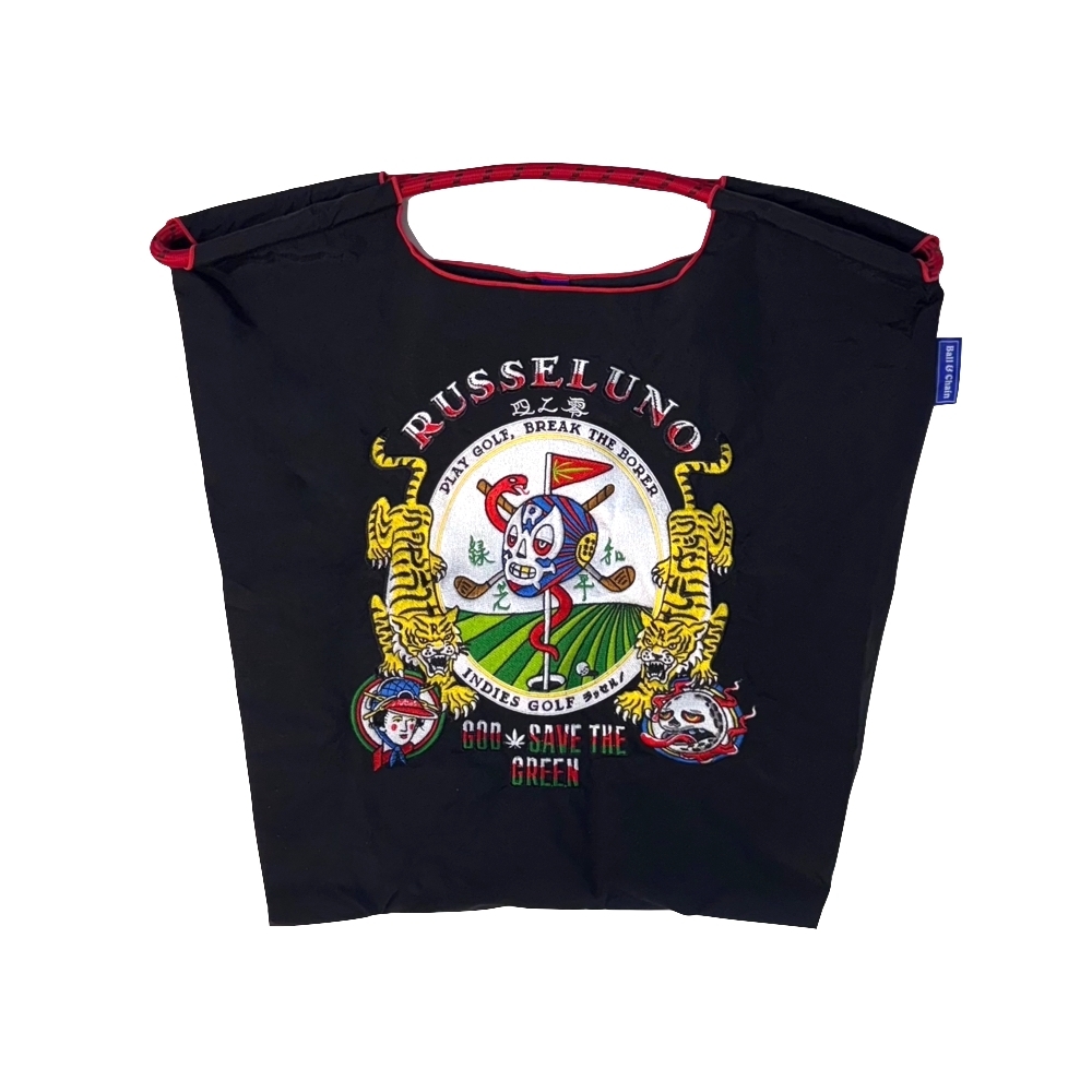 Ball＆Chain 刺繡環保購物袋 M號 - 黑 (32000201)