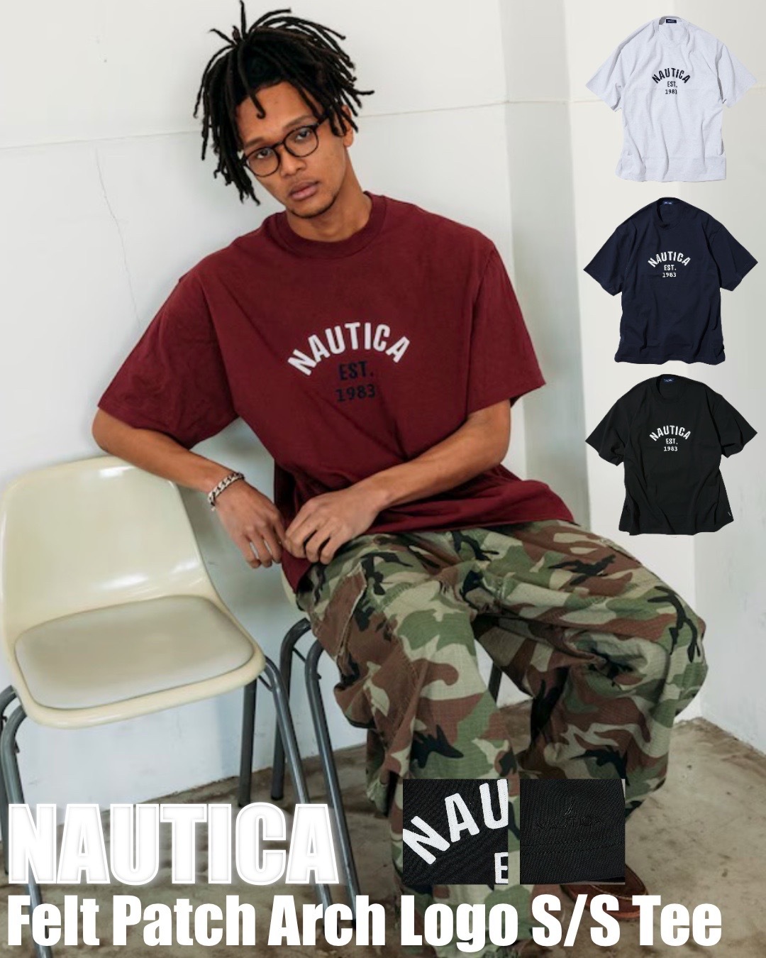 #預購 日本限定 NAUTICA Felt Patch Arch Logo S/S Tee 短踢 五色