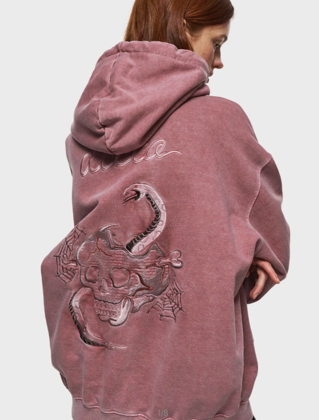 CPGN STUDIO / [2-WAY] Skull Web Pigment Hooded Zip-Up / Dusty Pink /  JUL25