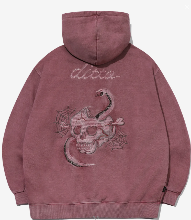 CPGN STUDIO / [2-WAY] Skull Web Pigment Hooded Zip-Up / Dusty Pink /  JUL25