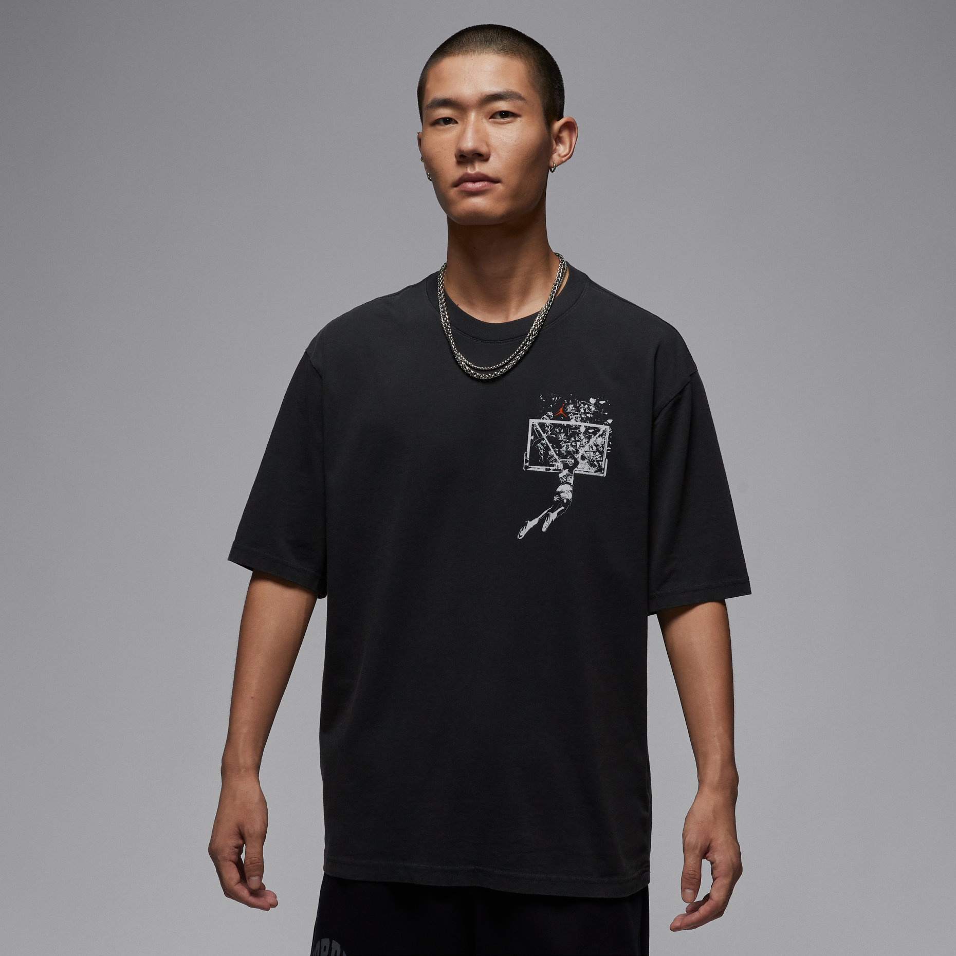 男款 NIKE JORDAN BROOKLYN TEE 水洗黑 印花 喬丹 扣碎籃板 籃球 運動 休閒 短T【IB3298-045】