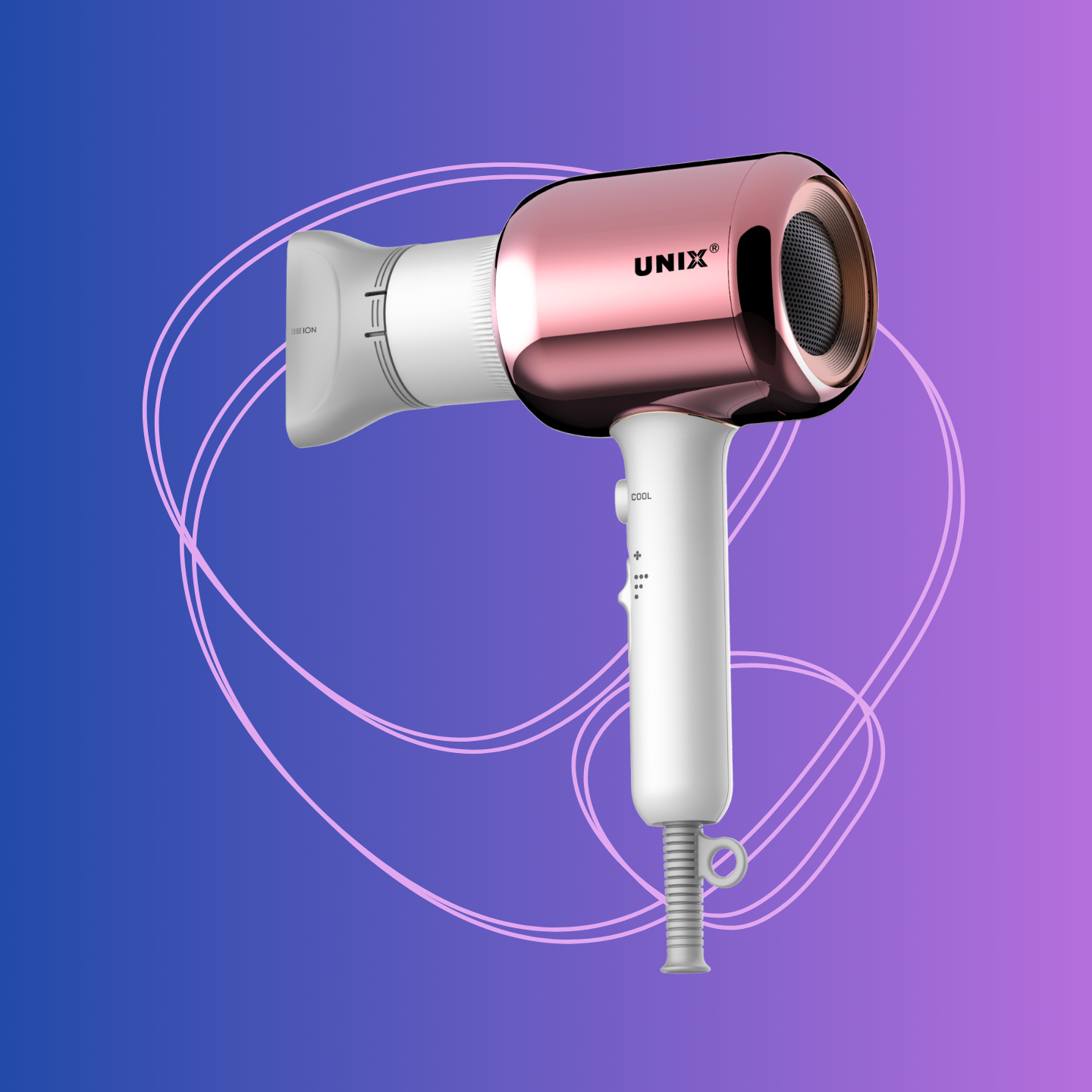 【UNIX】輕奢玫瑰金負離子吹風機 UN-A1642TW