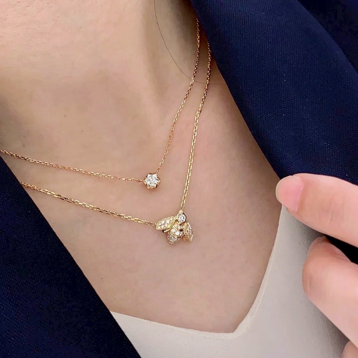 18k”cm”蜂巢be my love單鑽高奢定製鍊