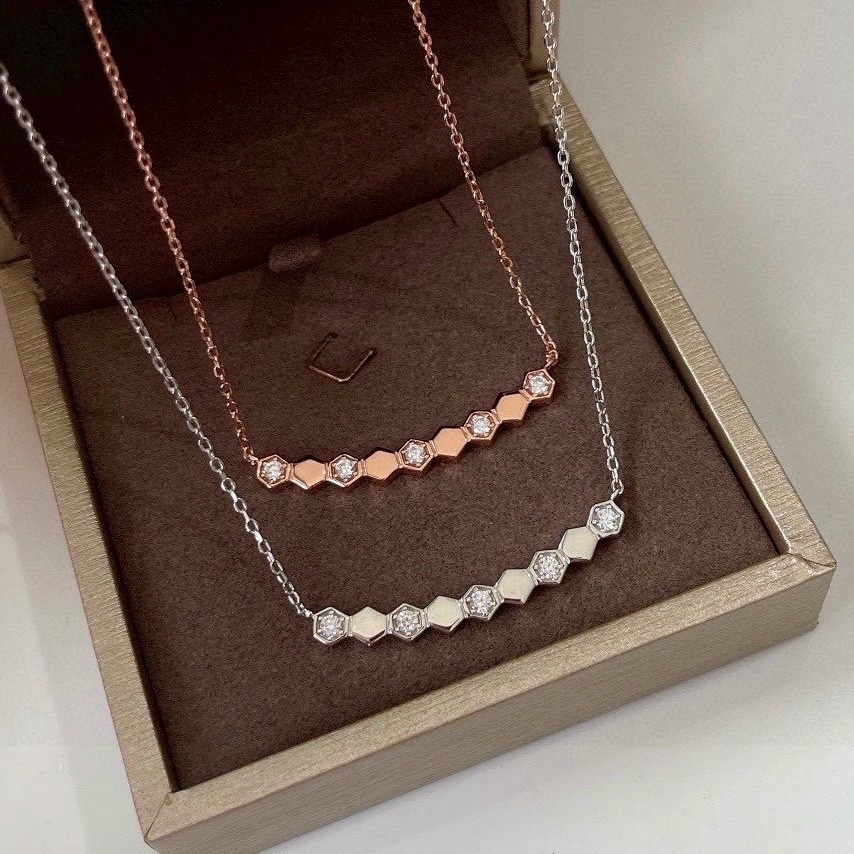 18k”cm”蜂巢be my love半鑽微笑高奢定製項鍊