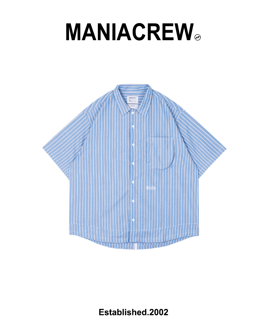 MANIA 牛津條紋短袖襯衫 藍白 25 S/S 3D Patch Pocket Stripe Shirt
