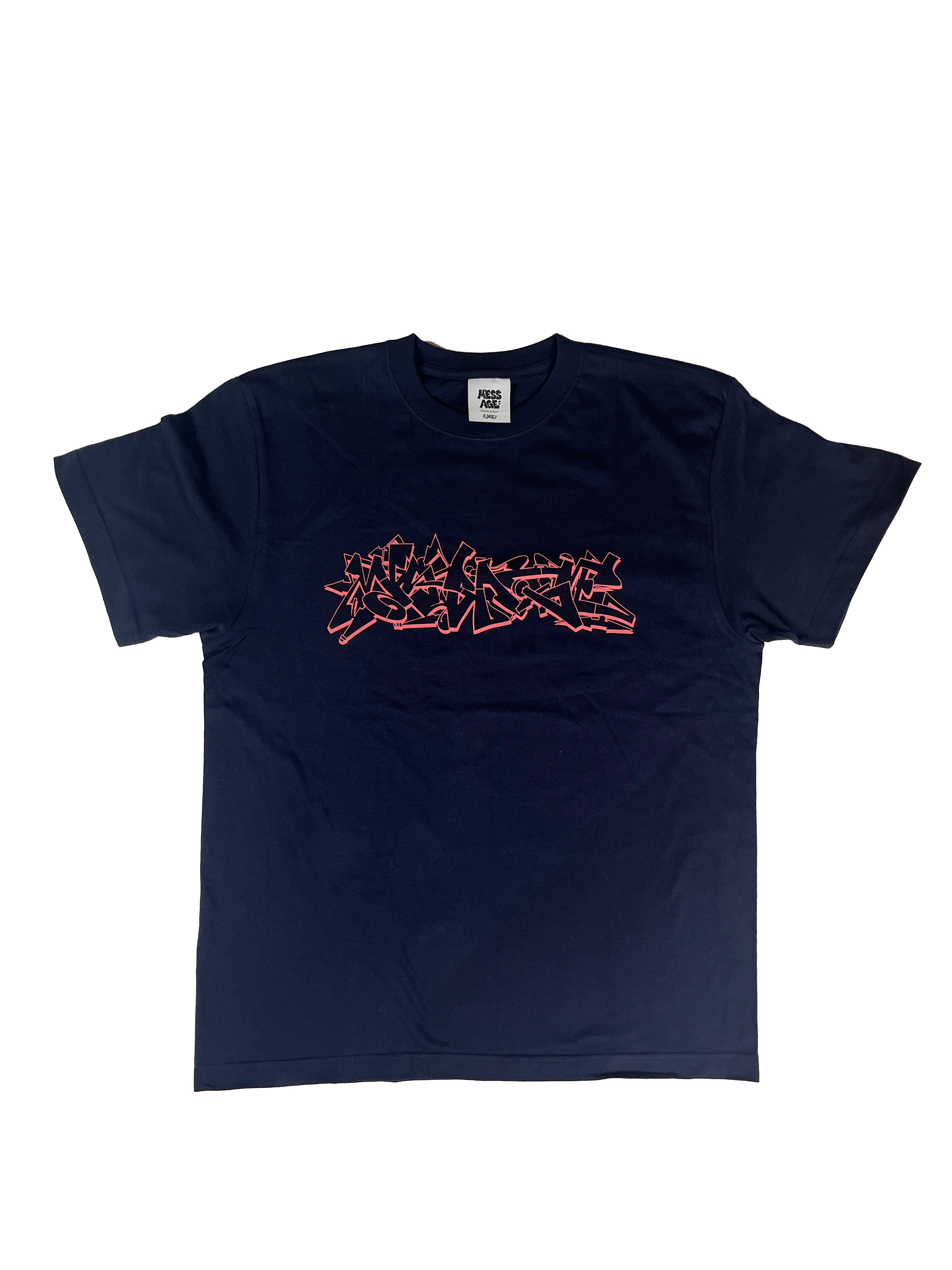 Mess-Age piece Tee 深藍 / 粉紅