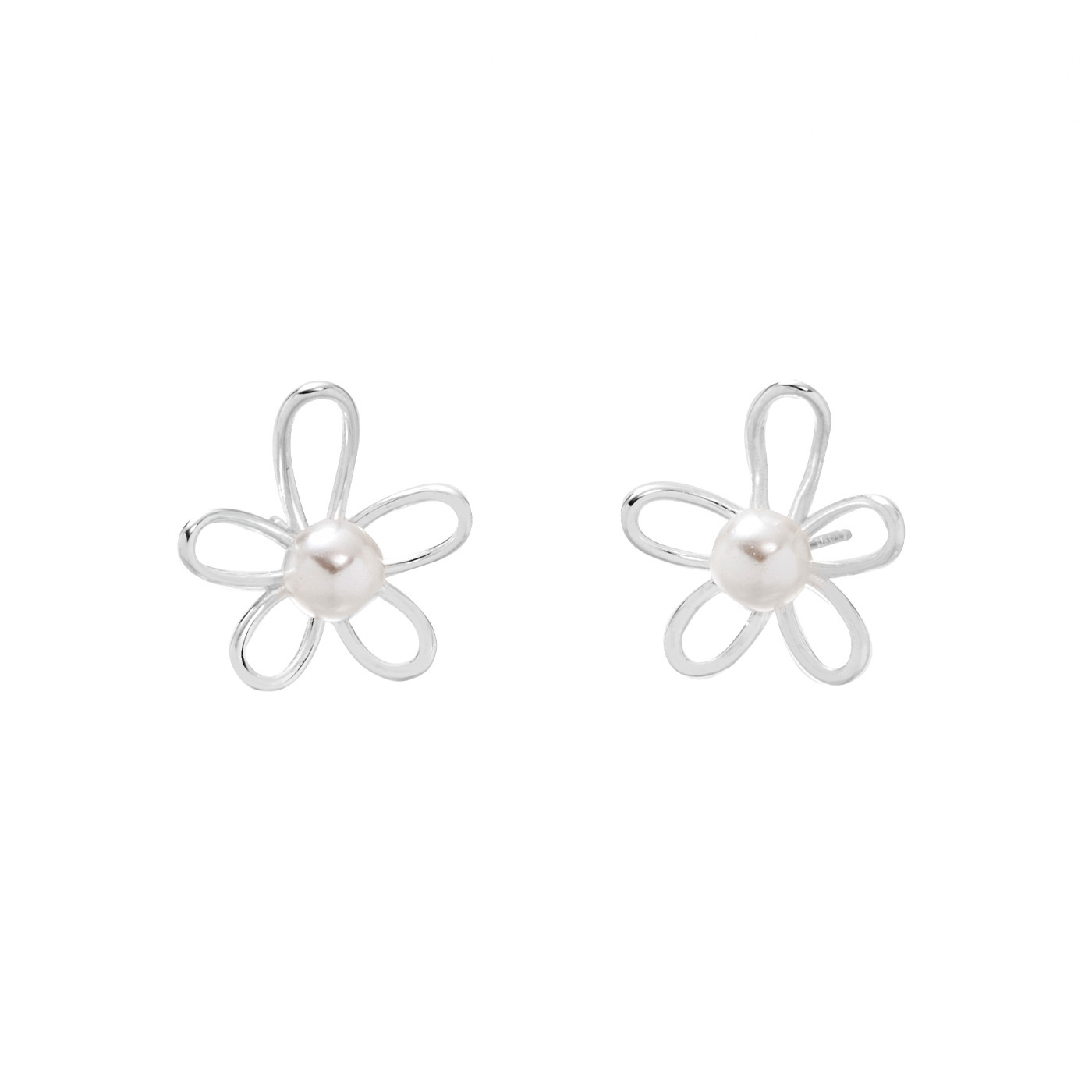 平價飾品,純銀,珍珠,花,耳環