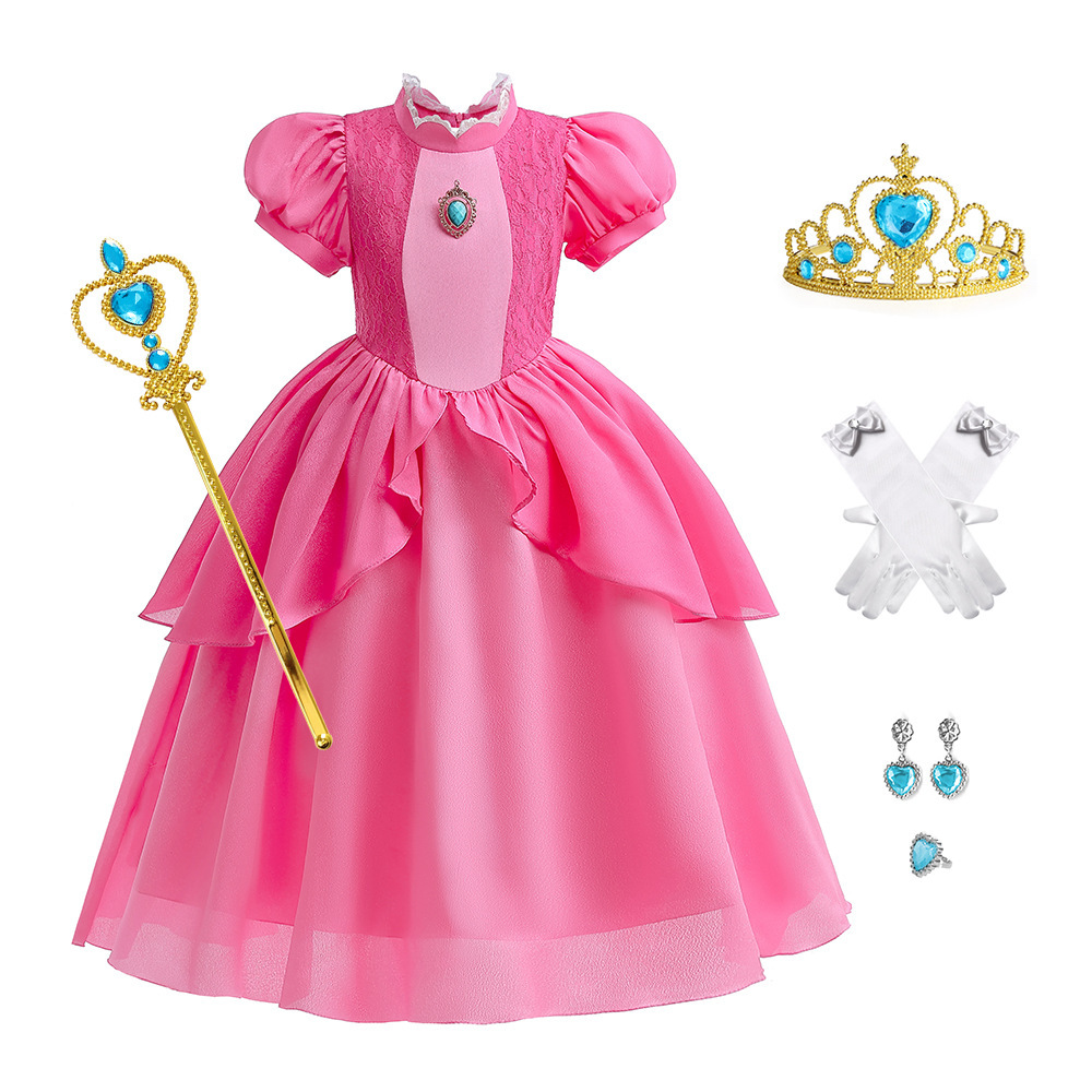 現貨 150cm 萬聖節 超級瑪利歐碧姬公主 長裙款粉色 100-150cm MB03