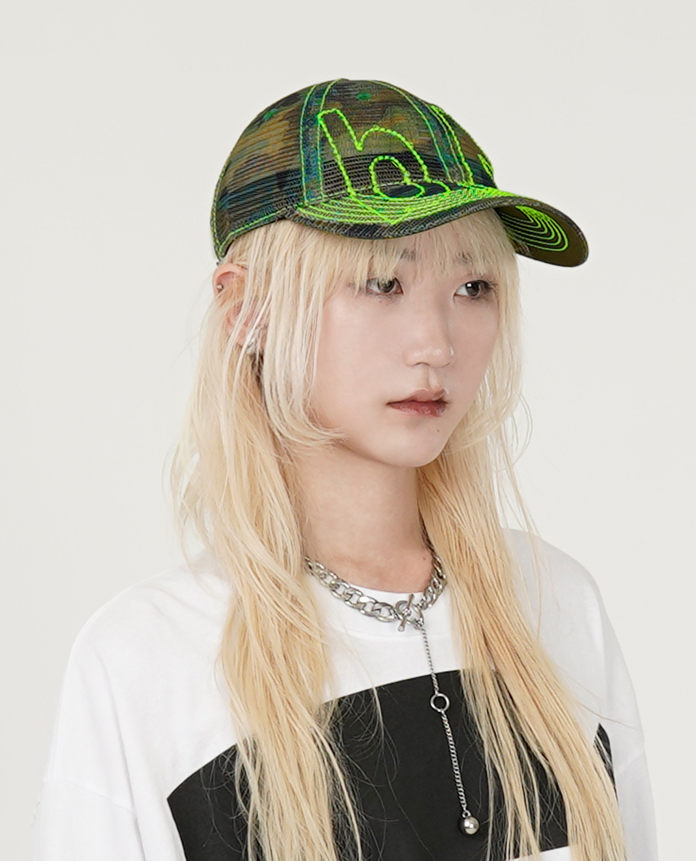 b.Eautiful Vapor 6 Panel Hat (Army Camo Mesh) - 25SS