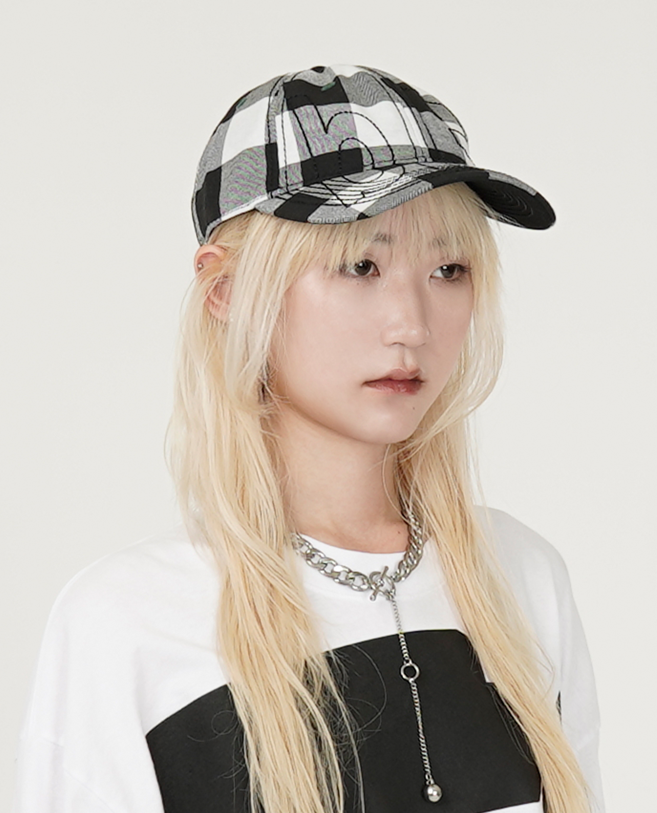 b.Eautiful Vapor 6 Panel Hat (Buffalo Check Black / White) - 25SS